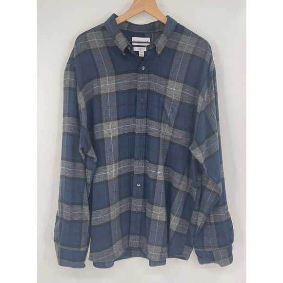 Saddlebred Blue and Gray Plaid Casual Button Down Shirt - Picture 1 of 11